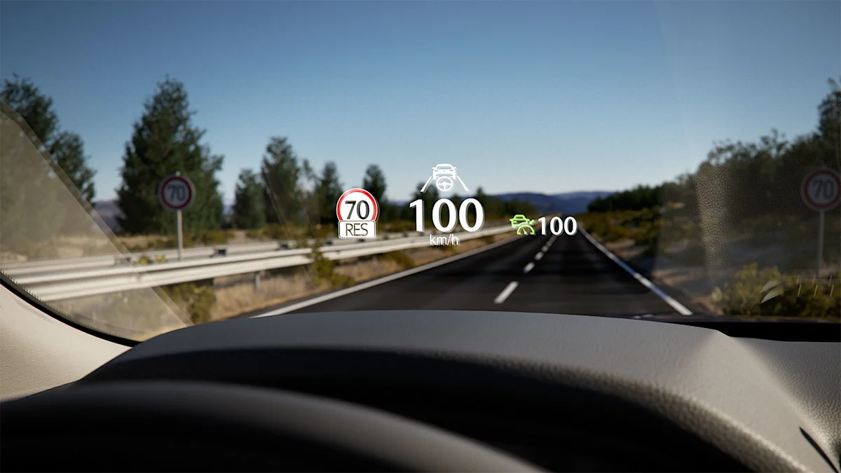 Active Driving Display projetado no para-brisas do Mazda CX-60